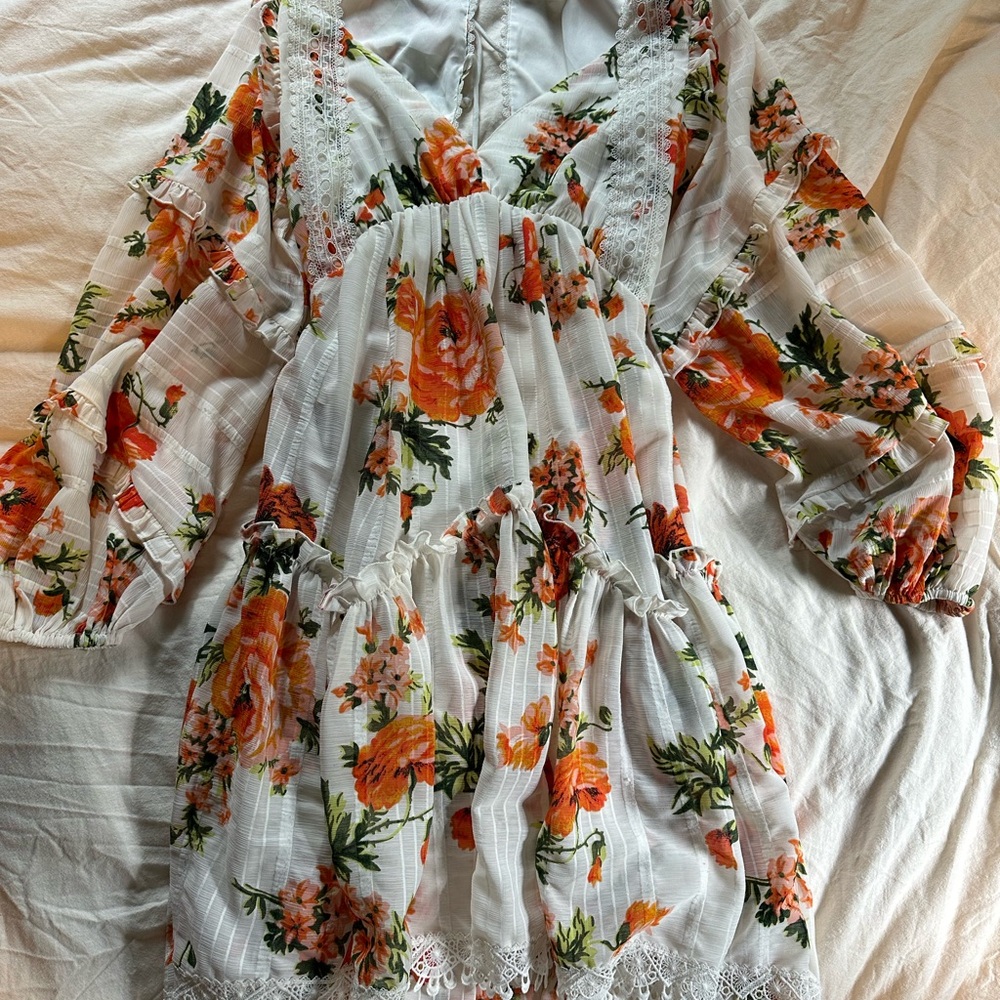 ASOS Maternity Floral Dress - Orange and White